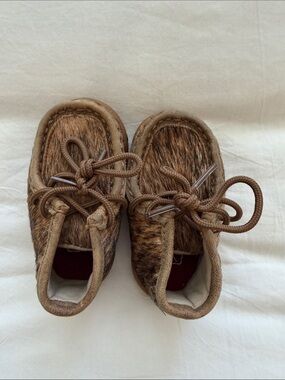 Twisted X Kids Brown Faux Fur Moccasins with Laces